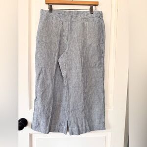 J. Jill 100% linen wide leg pinstripe pants size Medium Petite